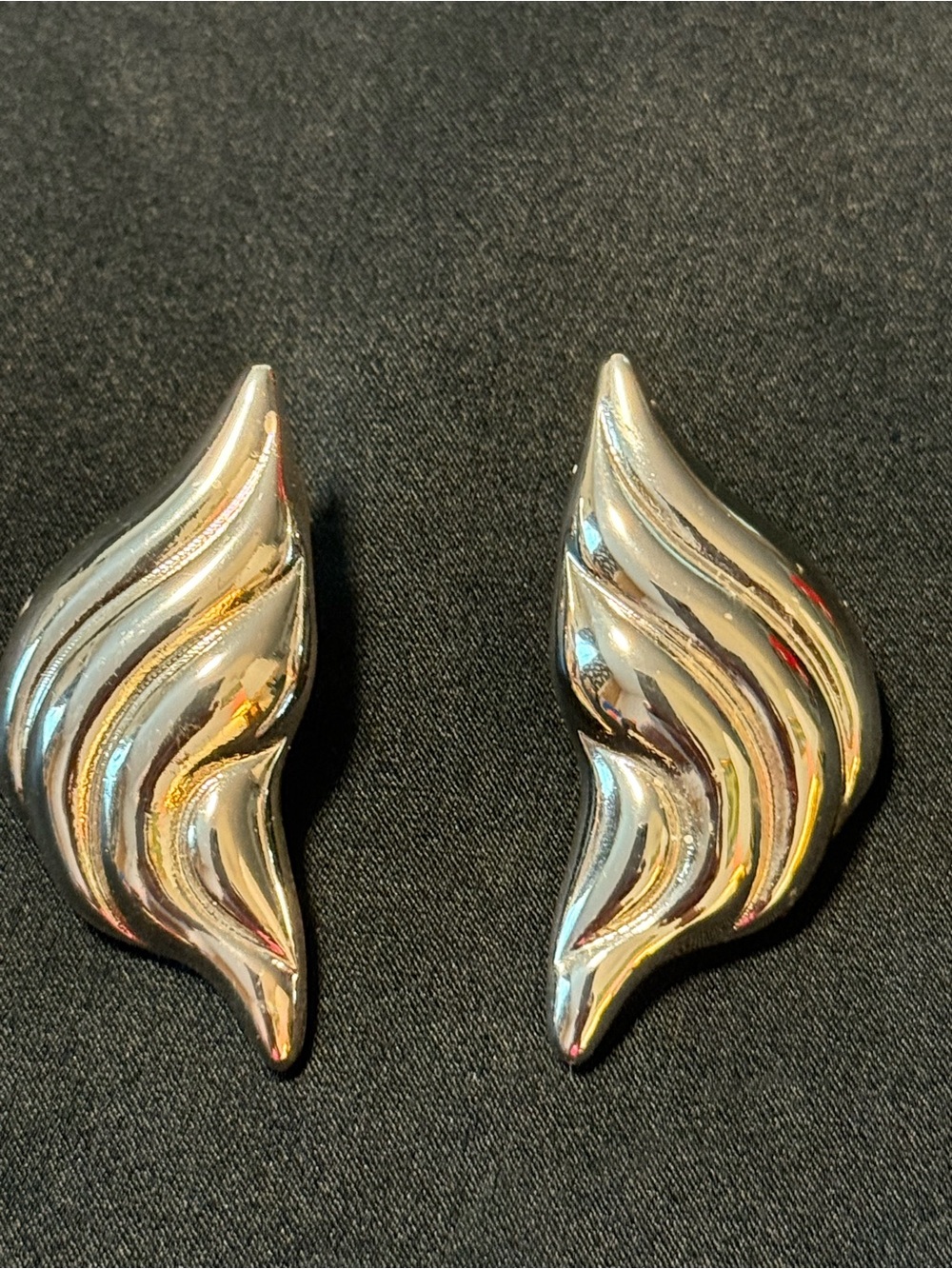 Heaven Mayhem Silver Sculptural Croissant Clip-On Earrings
